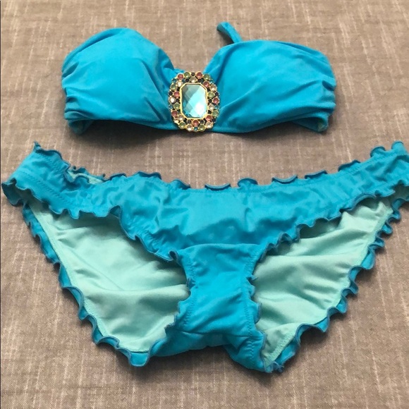 Victoria/'s Secret PINK Medium Rouched Bikini Bottoms NWT Alfani Blue